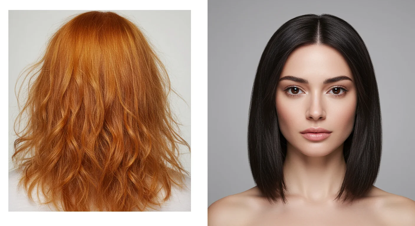Examples of common hair color mistakes including brassy tones and flat color